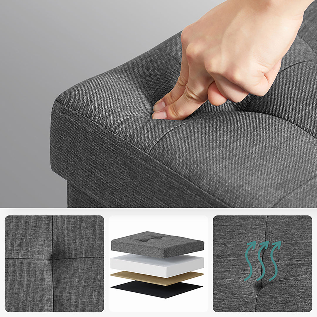 Dark Grey Tufted Ottoman