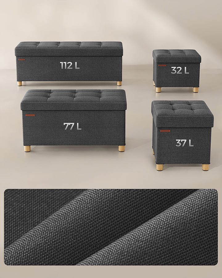 Dark Grey Tufted Ottoman