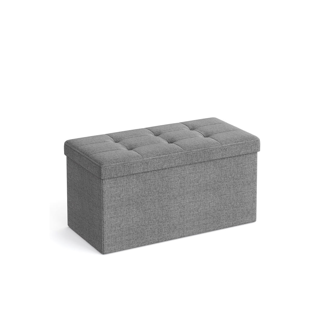 Linen Fabric Storage Ottoman