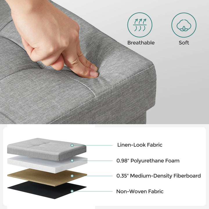 Linen Fabric Storage Ottoman