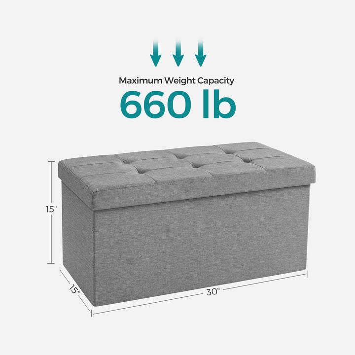 Linen Fabric Storage Ottoman