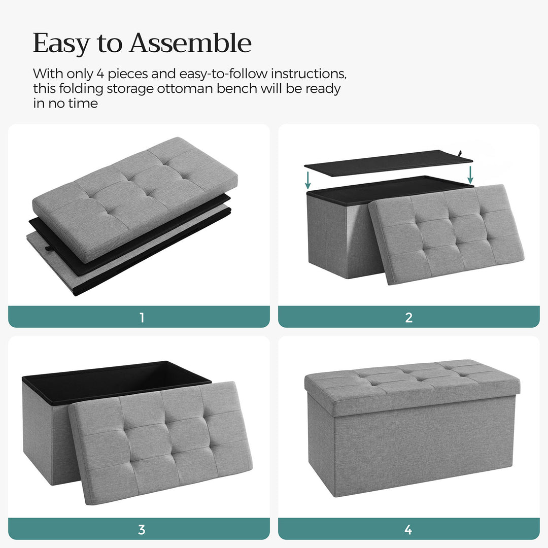 Linen Fabric Storage Ottoman