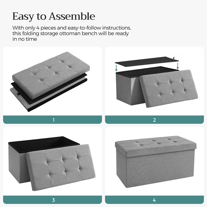 Linen Fabric Storage Ottoman