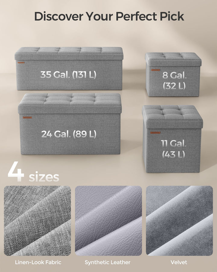 Linen Fabric Storage Ottoman