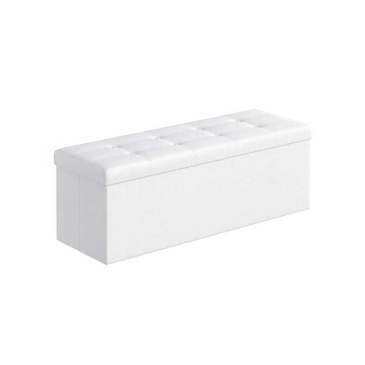 Large Storage White Ottoman