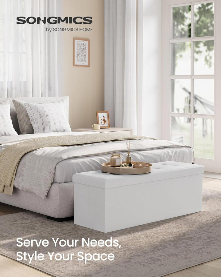 Large Storage White Ottoman