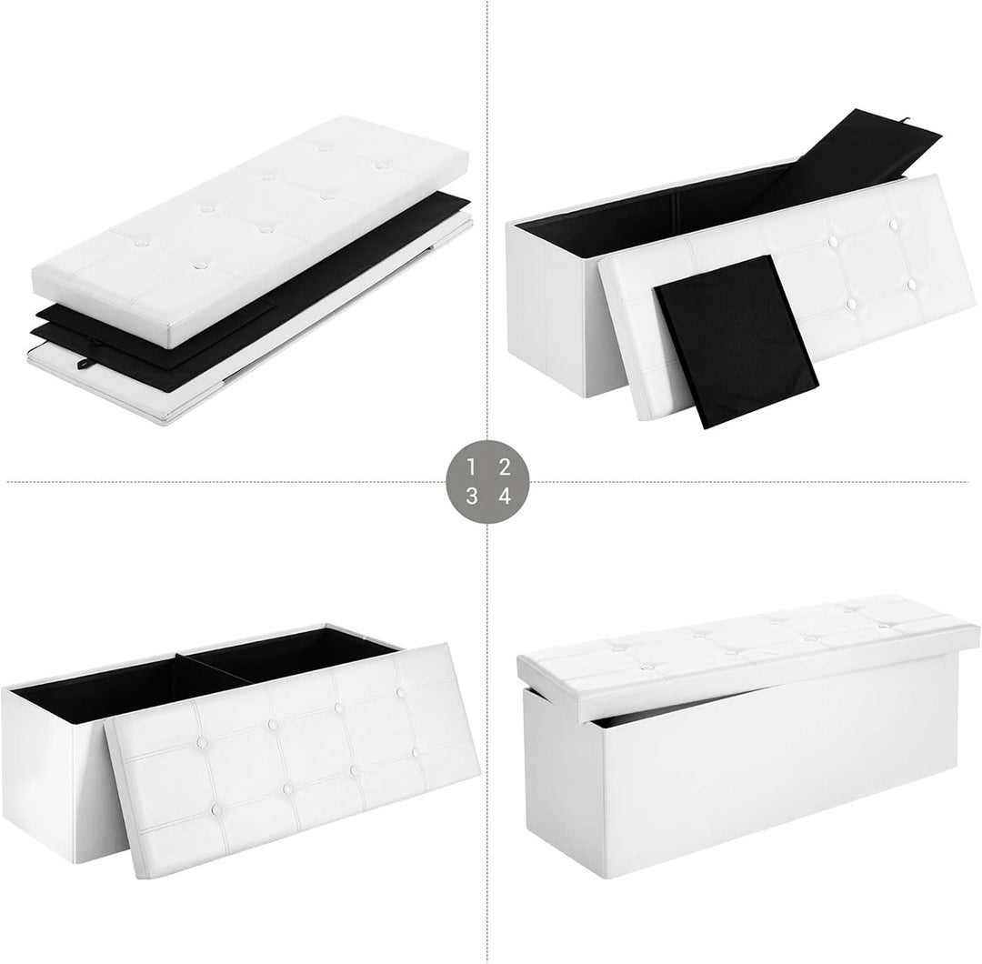 Large Storage White Ottoman