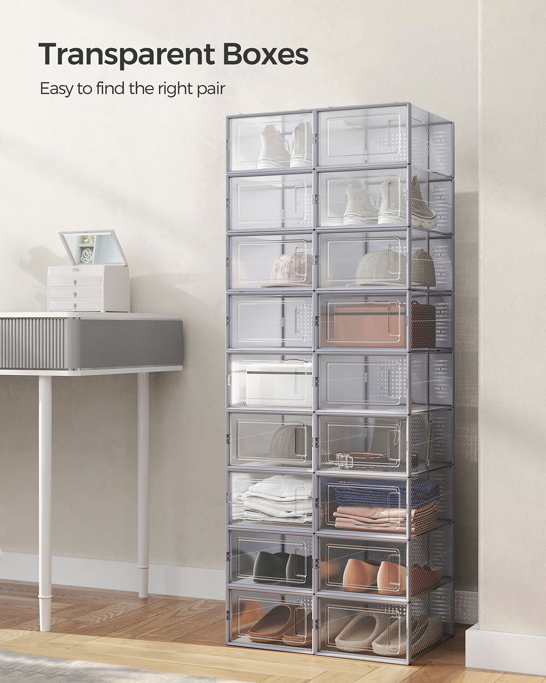 Pack of 18 Stackable Shoe Storage Organisers