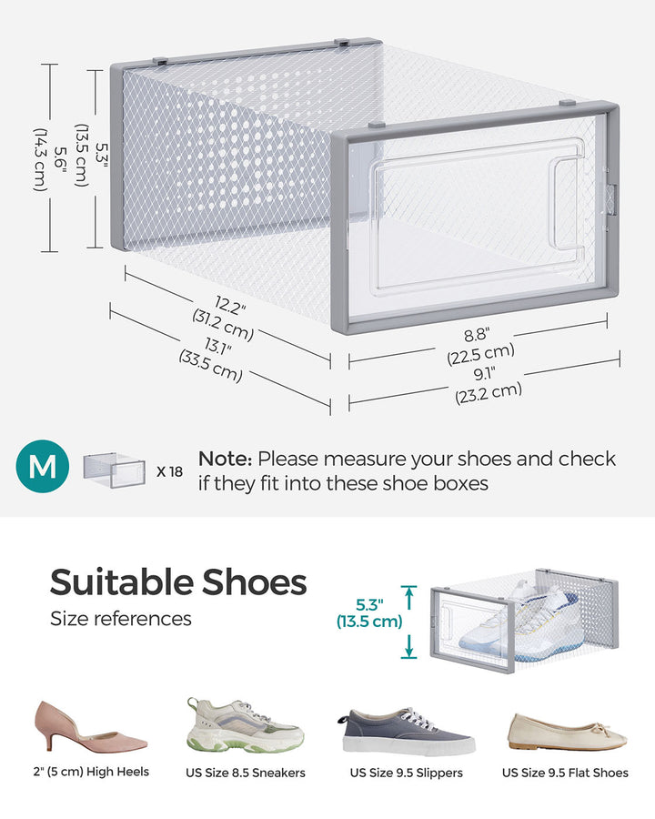 Pack of 18 Stackable Shoe Storage Organisers