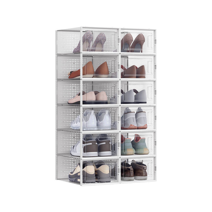 Pack of 12 Transparent Plastic Shoe Boxes