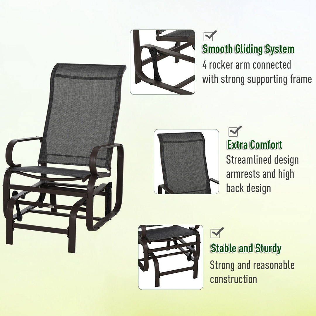 3 piece Outdoor Swing Chair with Tea Table Set, Patio Garden Rocking Furniture