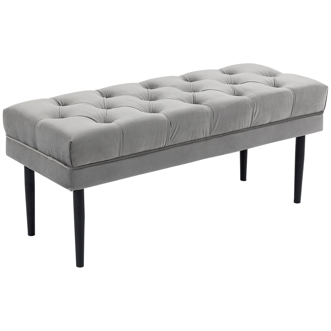 Entryway Bench, Bed End Bench, Button Tufted Window, Bedroom, Hallway, Grey