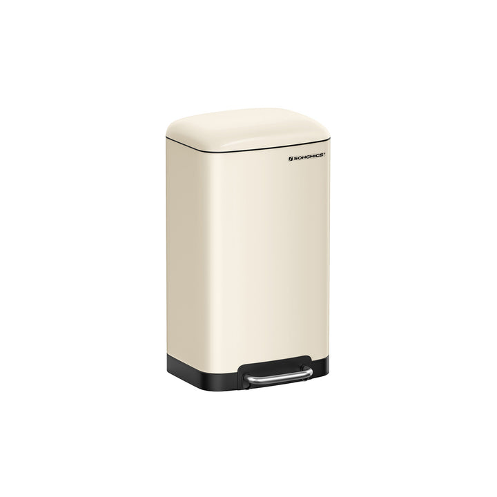 Cream White Step Trash Can with Inner Bucket