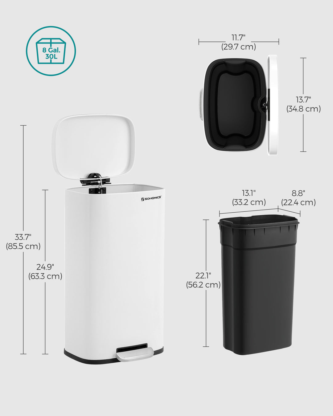 Pedal Trash Can 30L