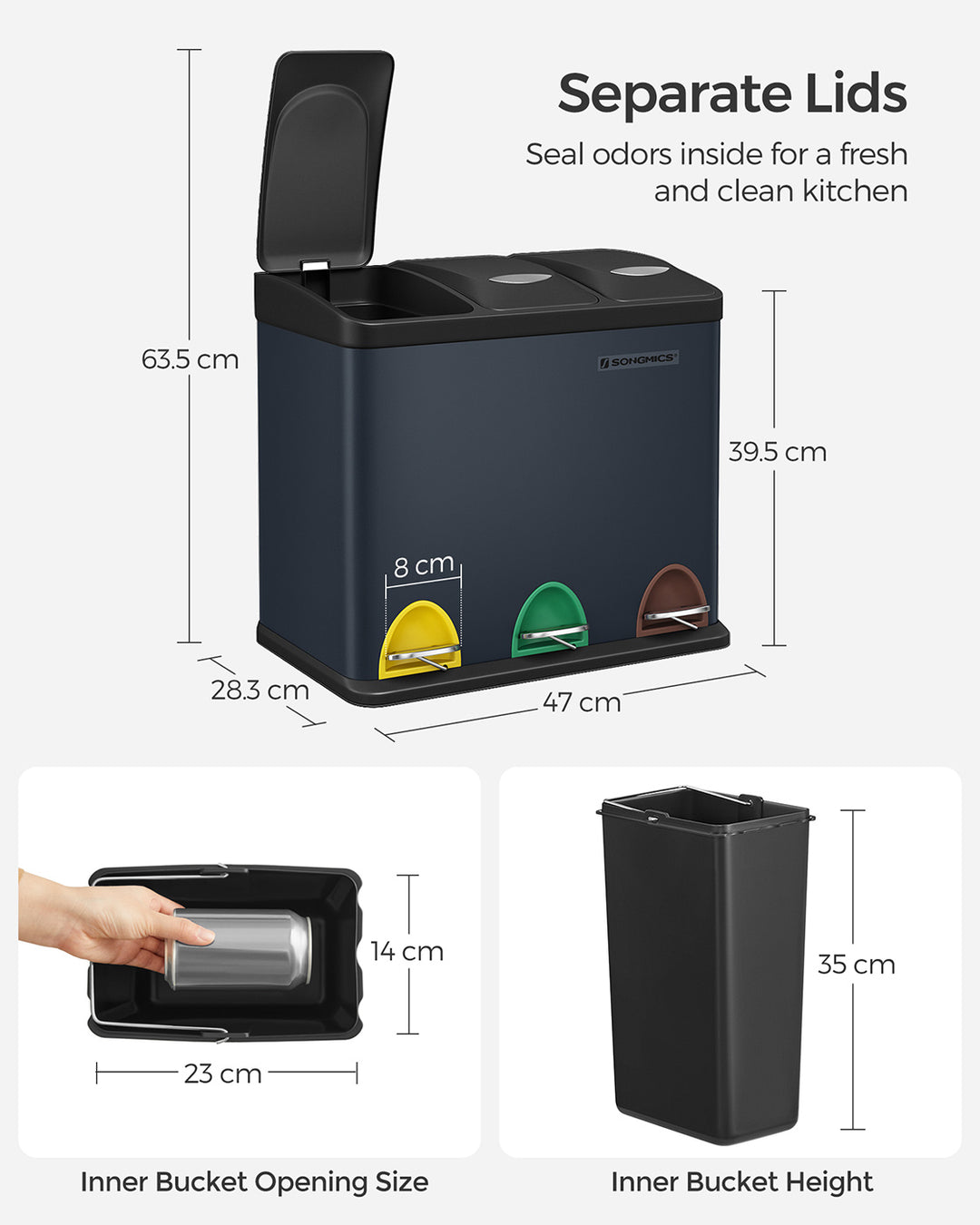 3-in-1 Rubbish Bin