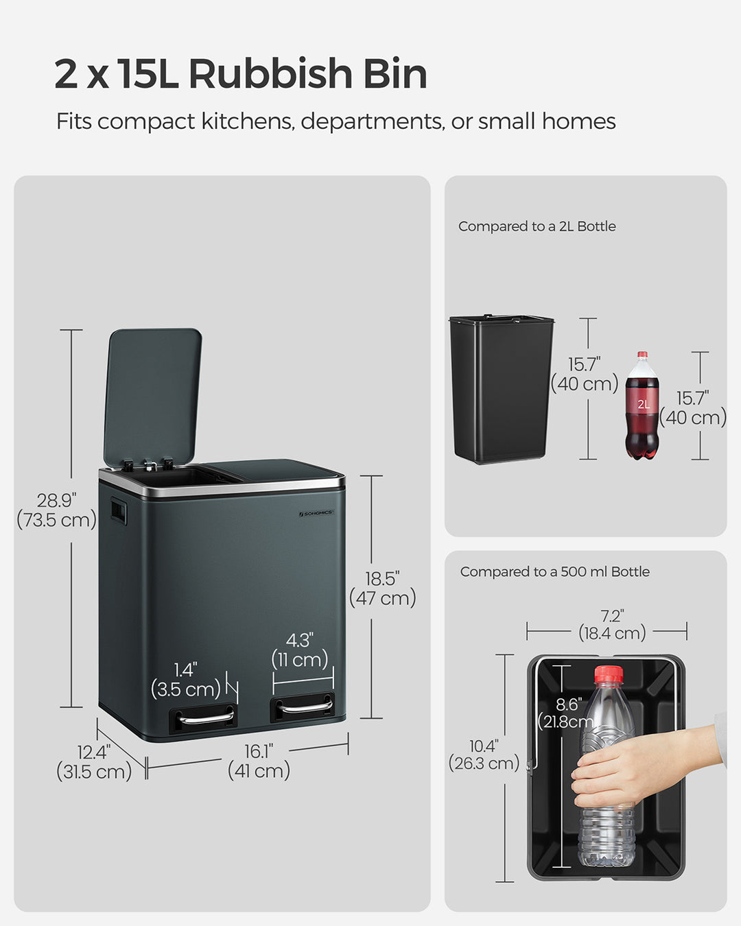 30L Metal Rubbish Bin