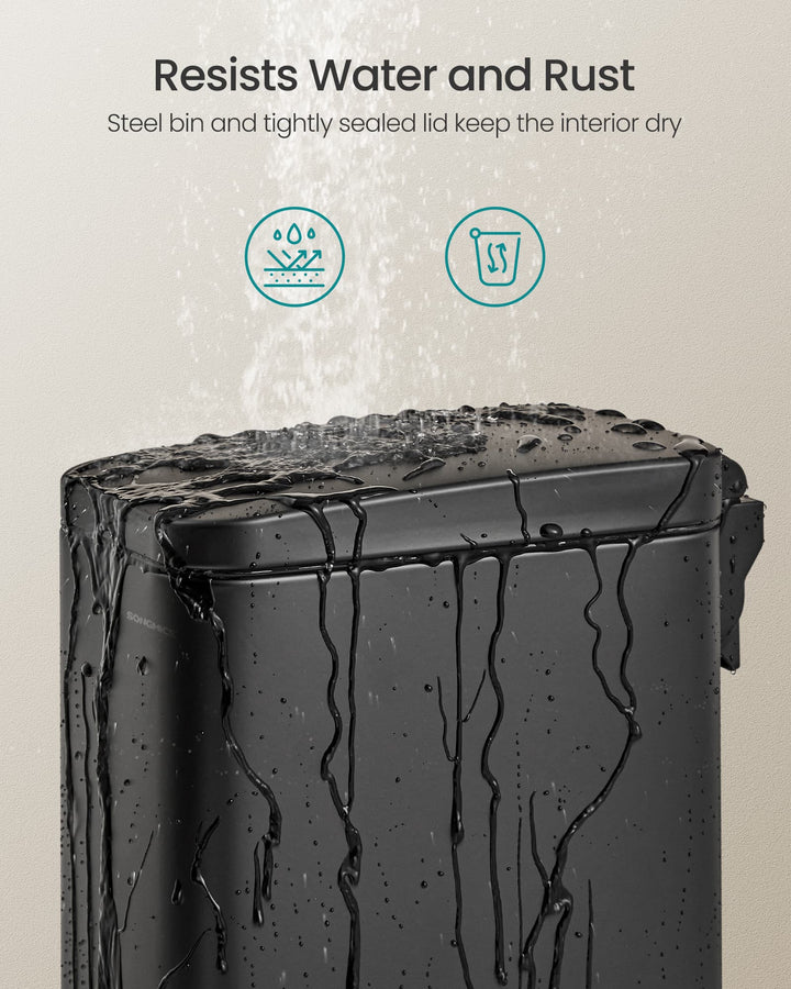 SONGMICS 5L Bathroom Bin with Lid Black