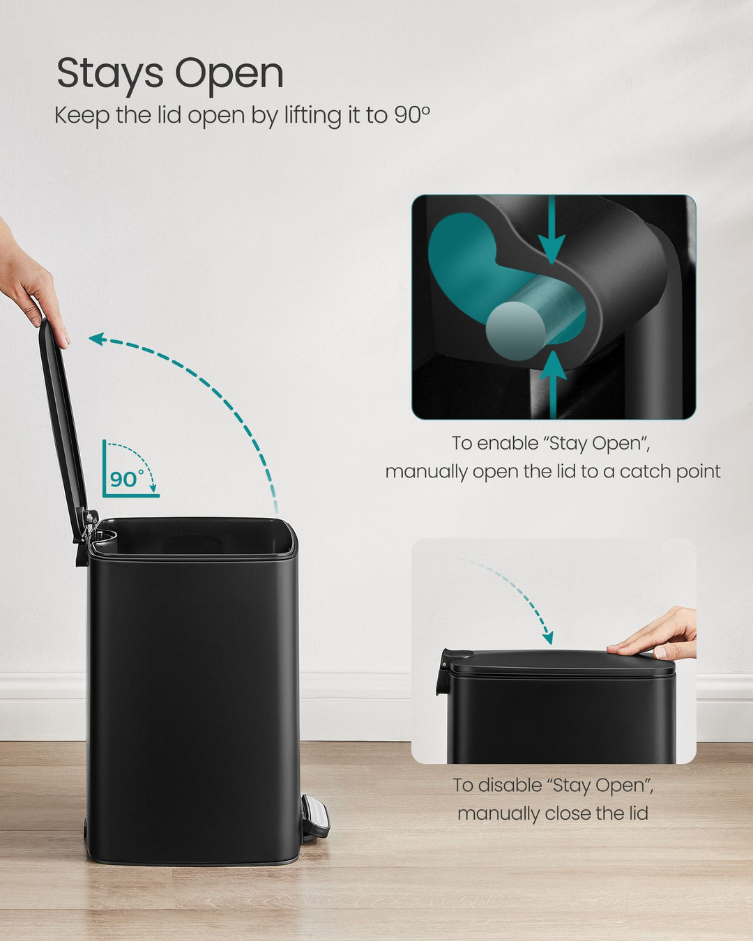 Stainless Trash Can 5.2-Gallon (20 L) with Inner Bucket - Ink Black