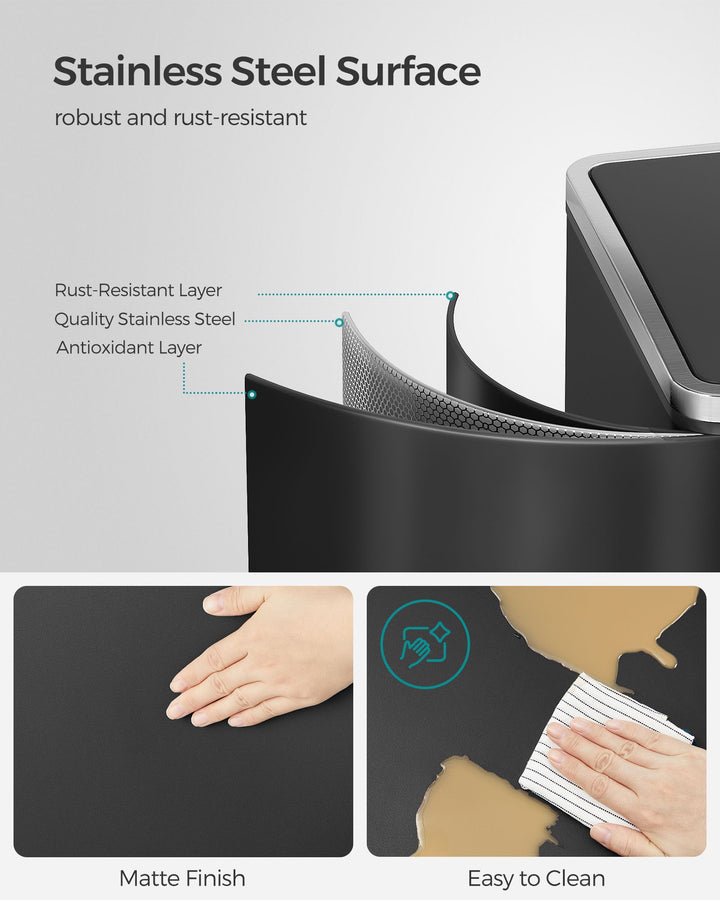 2 x 8 Gallon Black Dual Trash Garbage Can with Lid