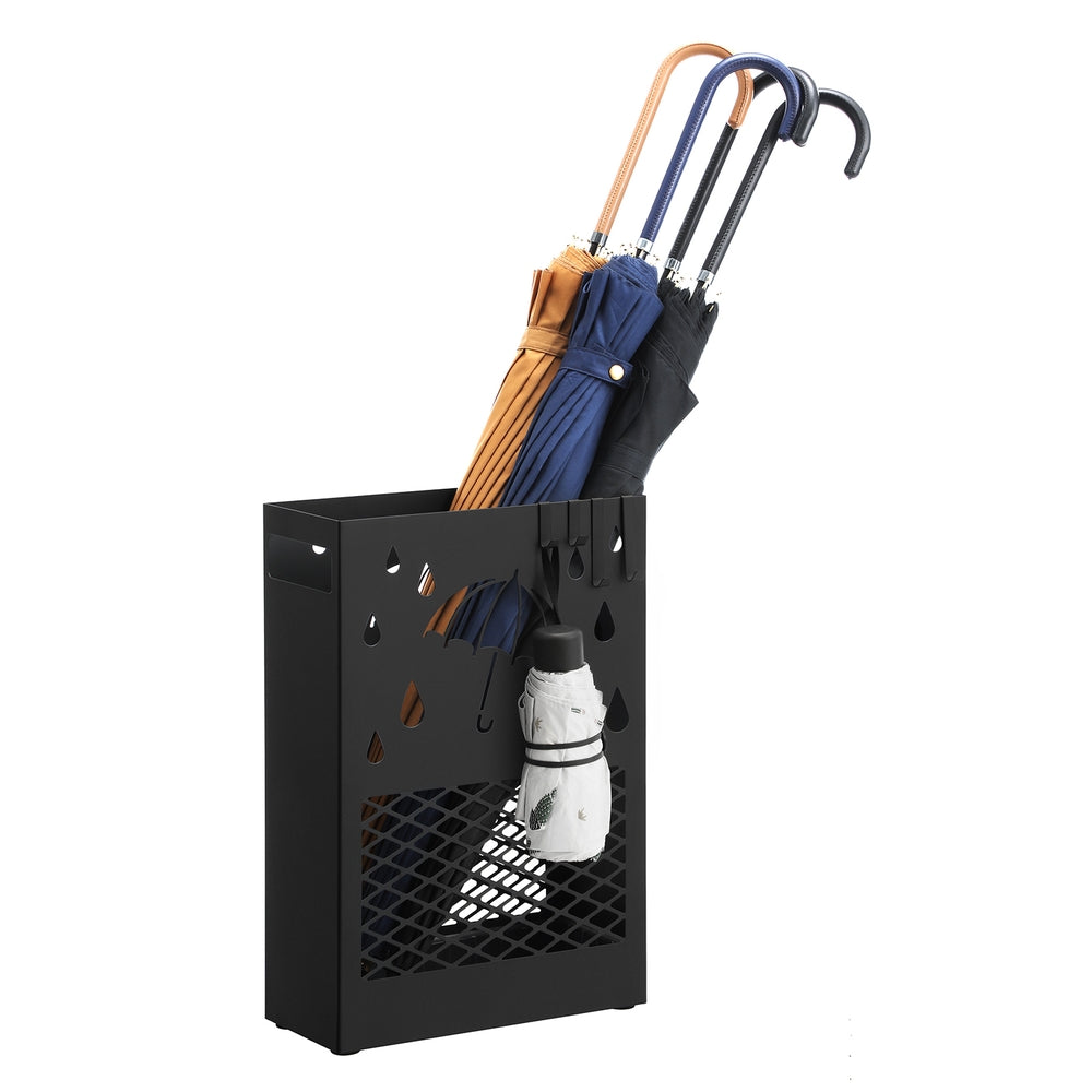 Black Metal Umbrella Stand with Drip Tray