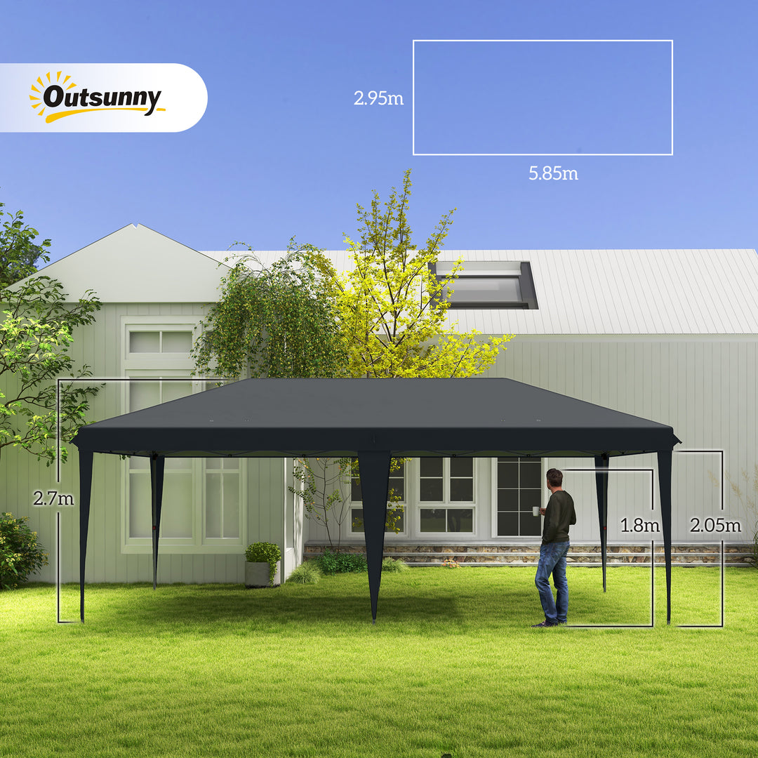 3 x 6 m Pop Up Gazebo, Foldable Canopy Tent, Height Adjustable Wedding Awning Canopy w/ Carrying Bag, Black