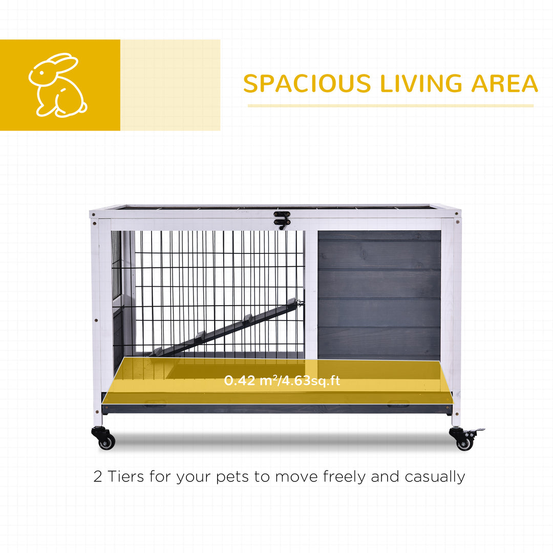 Rabbits Indoor Fir Wood Lift-Top Hutch Grey