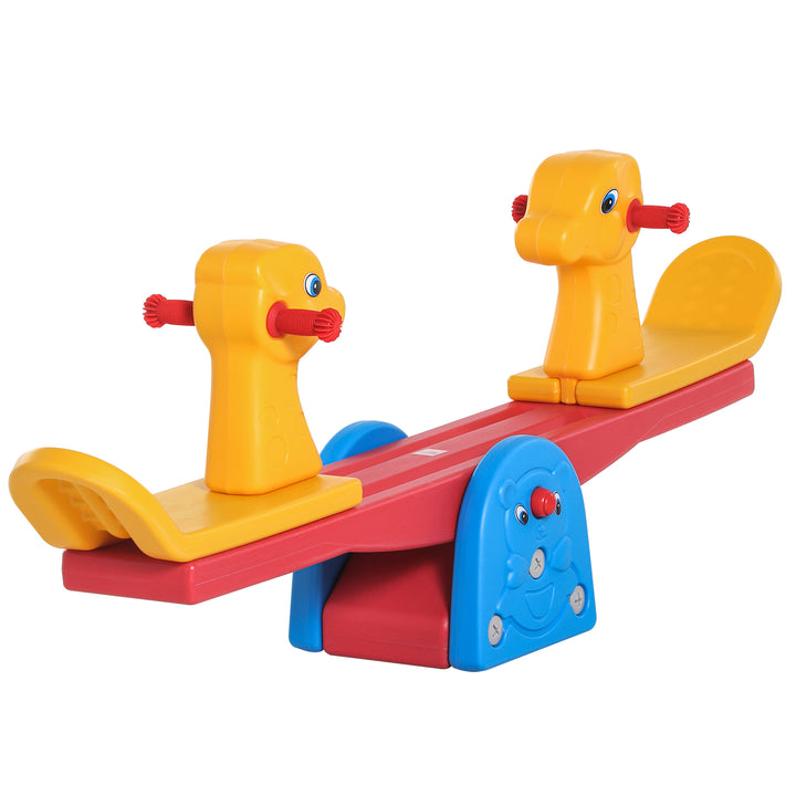 Kids Seesaw Safe Teeter Totter 2 Seats with Easy-Grip Handles, 360 Degrees Rotating Safe, Backyard Equipment, for 1-4 years old Multicolor