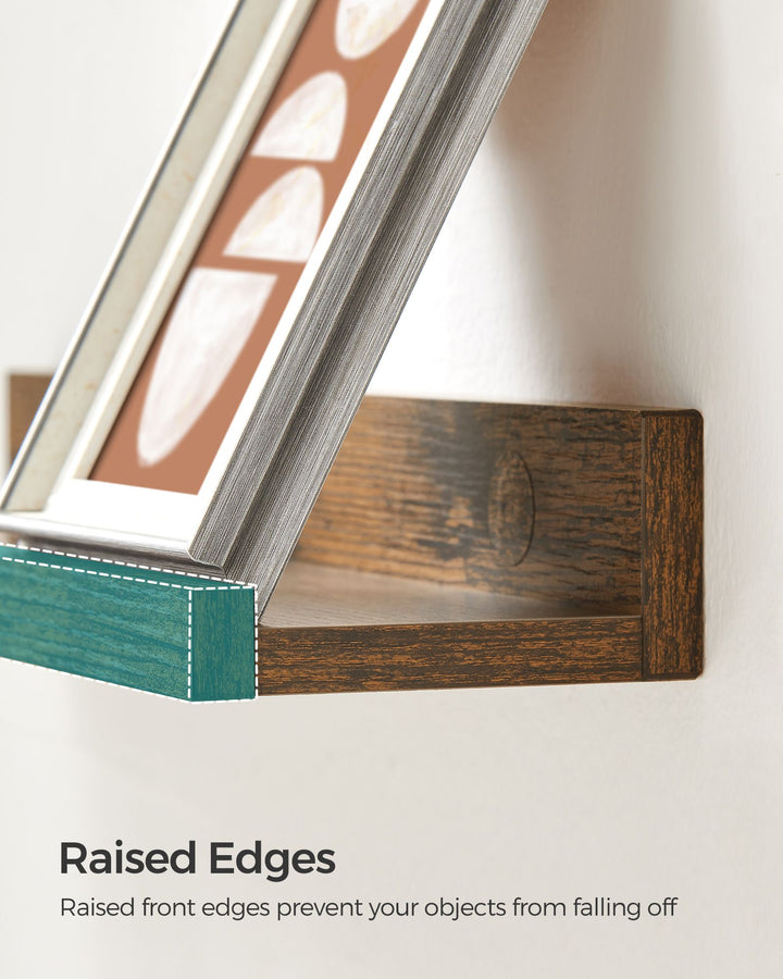 Set of 3 Rustic Brown Wall Shelves