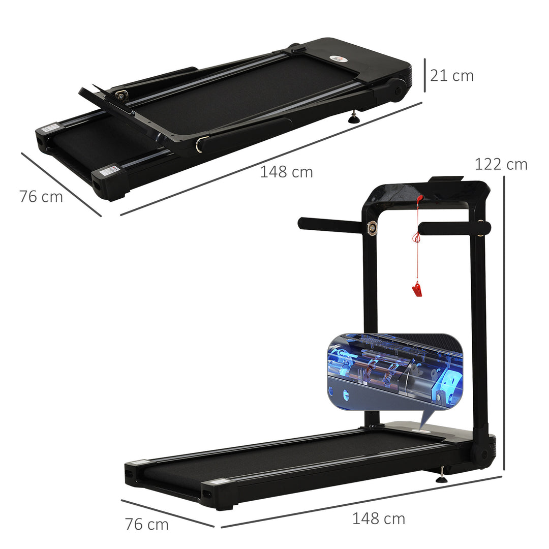 600W Foldable Steel Motorised Treadmill Black