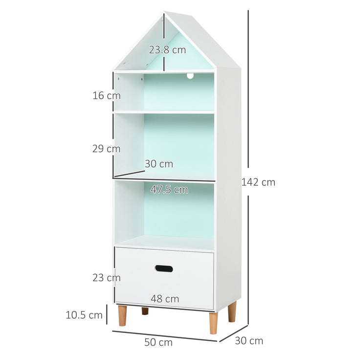 Kids MDF 5-Tier Bookshelf w/ Drawer White/Blue