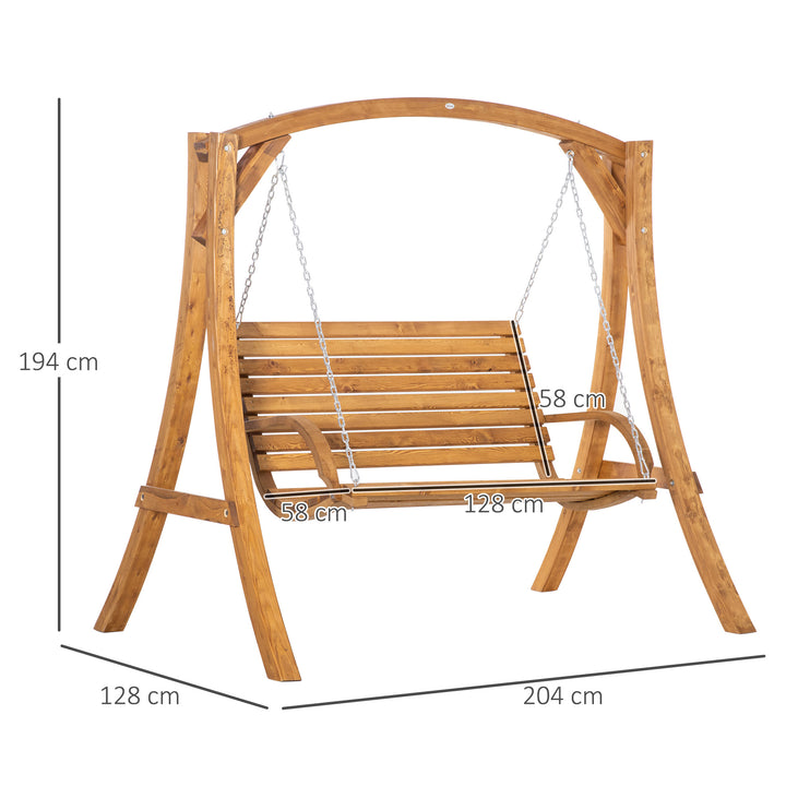 Outsunny 2 Seater Garden Swing Chair, Outdoor Wooden Swing Bench Seat