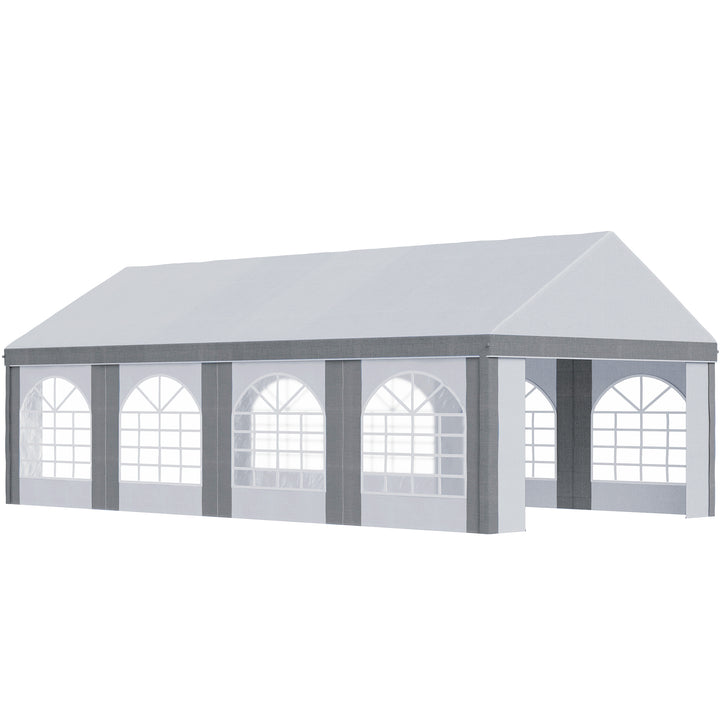 8 x 4m Galvanised Party Tent, Marquee Gazebo with Sides, Eight Windows and Double Doors, for Parties, Wedding and Events