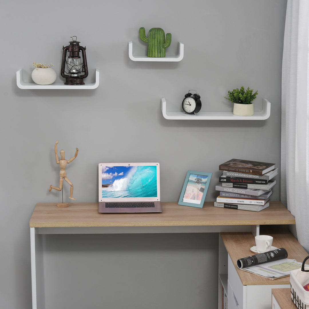 3 pcs U Shaped Floating Wall Shelves Set-White