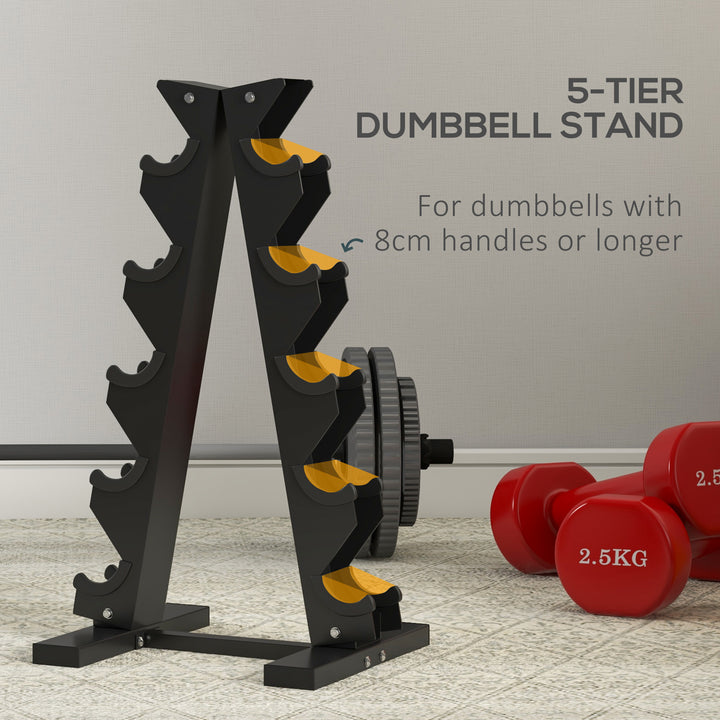 SPORTNOW Five-Tier Dumbbell Storage Rack, for Home Gym Exercise - Black