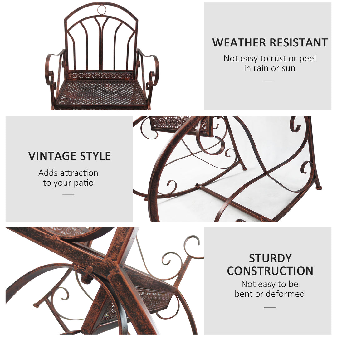 Metal Single Chair 1 Seater Garden Outdoor Rocking Chair Vintage Style Bronze
