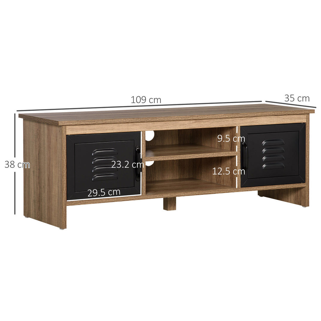 TV Stand Cabinet Unit for TVs up to 42 Inches with 2 Drawers and 2 Storage Compartment Wire Hole Entertainment Console for Living Room Black
