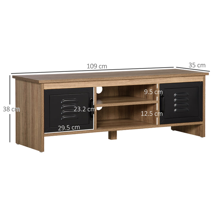TV Stand Cabinet Unit for TVs up to 42 Inches with 2 Drawers and 2 Storage Compartment Wire Hole Entertainment Console for Living Room Black