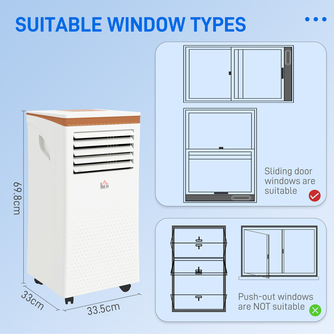 HOMCOM 10000 BTU 4-In-1 Compact Portable Mobile Air Conditioner Unit Cooling Dehumidifying Ventilating w/ Fan Remote LED 24 Hr Timer Auto Shut-Down