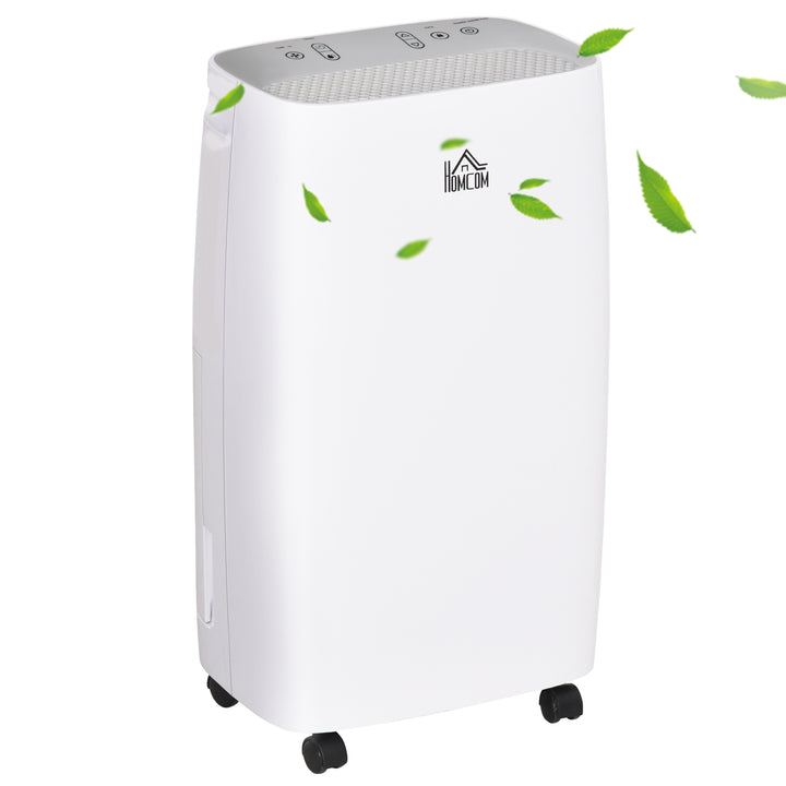 Portable Electric Dehumidifier with 24H Timer, 2 Speed Modes, White