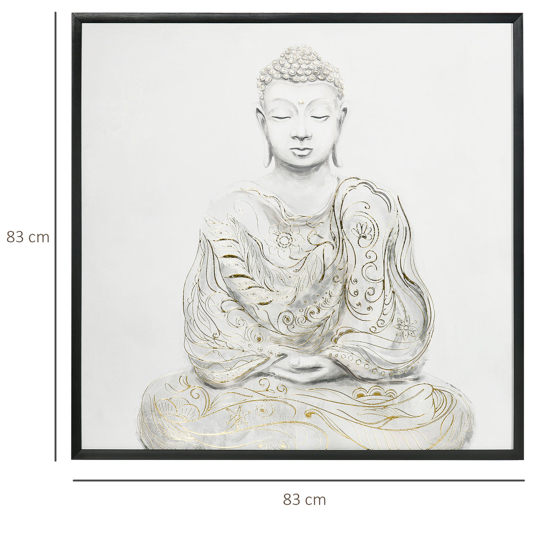 Canvas Wall Art Gold Textured Buddha Sit in Meditation, Wall Picture, 83 x 83 cm