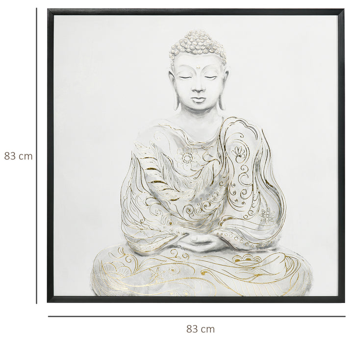 Canvas Wall Art Gold Textured Buddha Sit in Meditation, Wall Picture, 83 x 83 cm