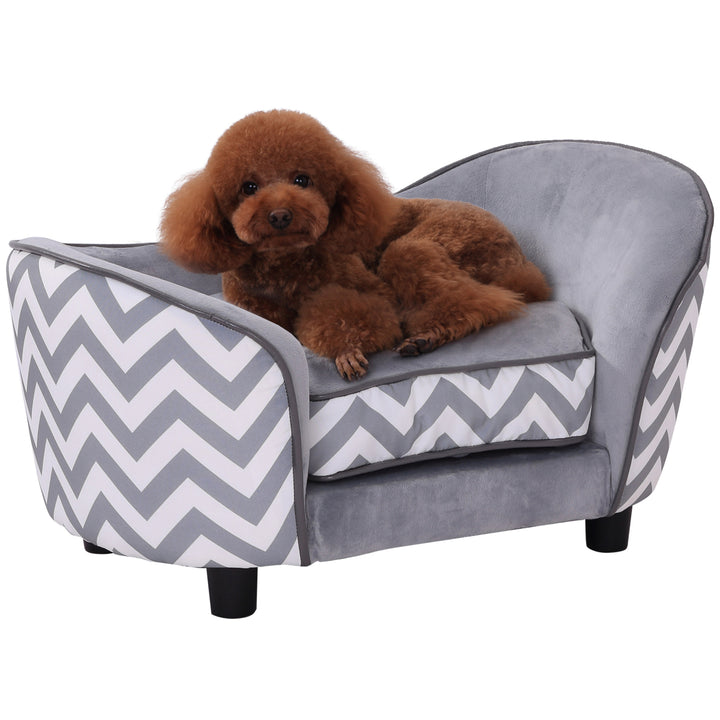 Dog Sofa Pet Couch for XS Dogs, Removable Sponge Padded Cushion - Grey