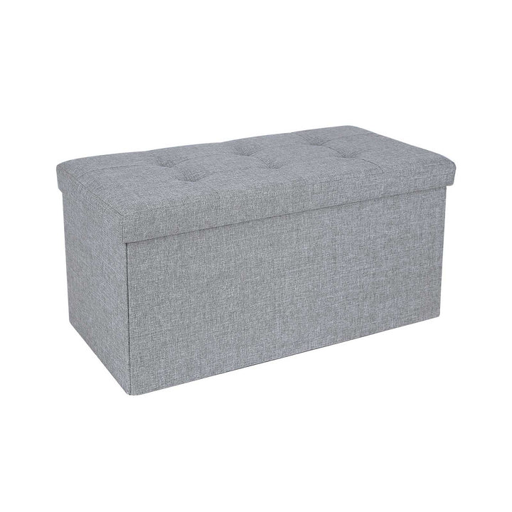 Linen Fabric Storage Ottoman