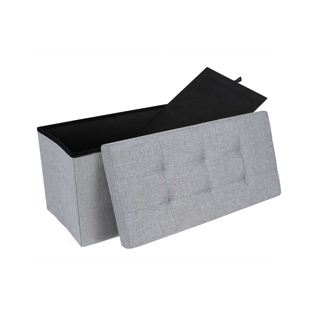 Linen Fabric Storage Ottoman