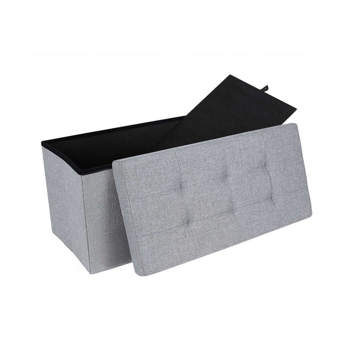 Linen Fabric Storage Ottoman