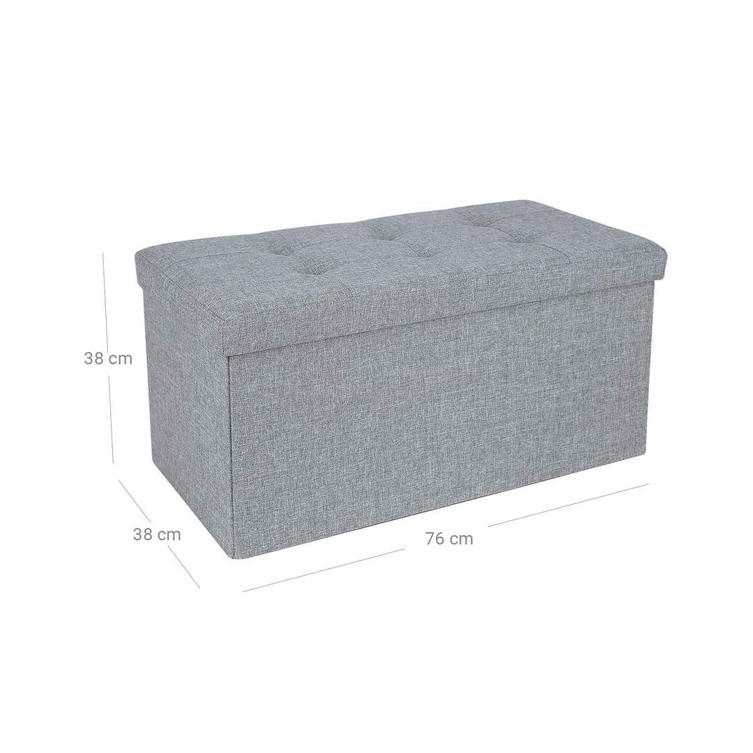 Linen Fabric Storage Ottoman