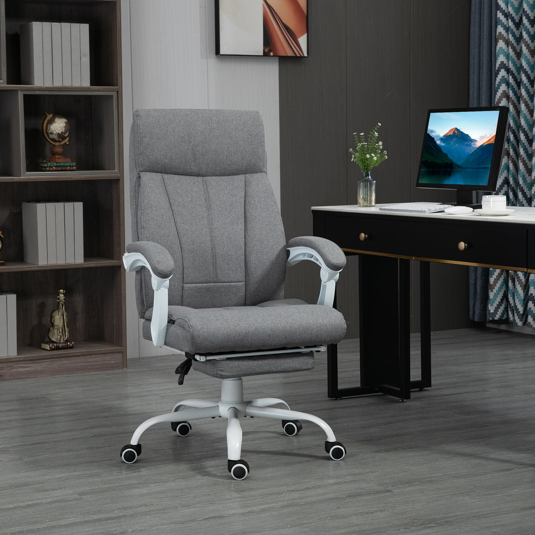 Office Chair, Fabric Reclining Desk Chair with Foot Rest-Grey