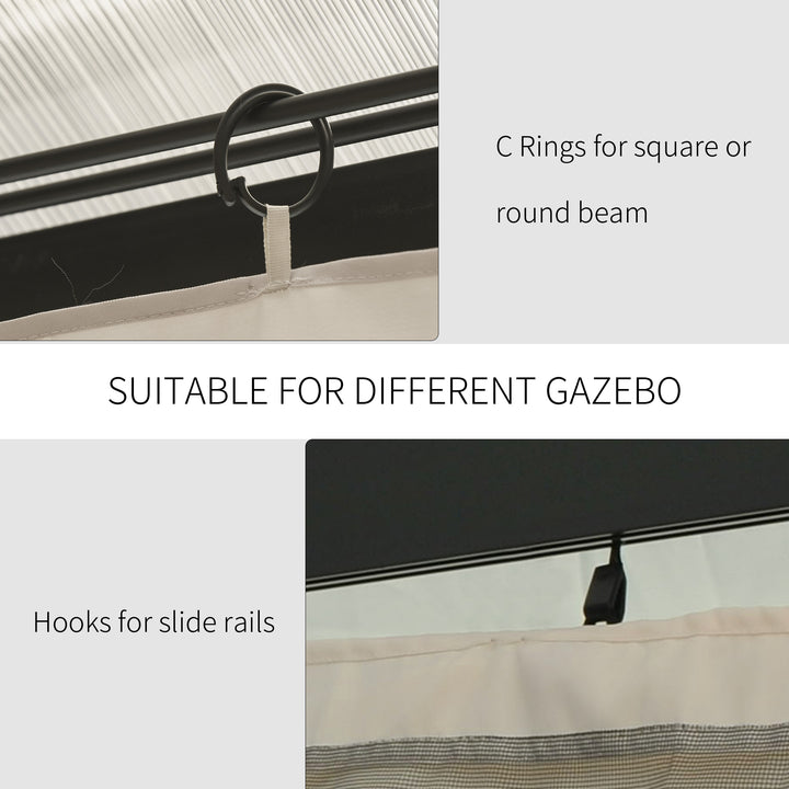 Outsunny 4 Pack Universal Gazebo Replacement Sidewalls Privacy Panel for Most 3 x 3m Gazebo Canopy Pavillion Outdoor Shelter Curtains Beige
