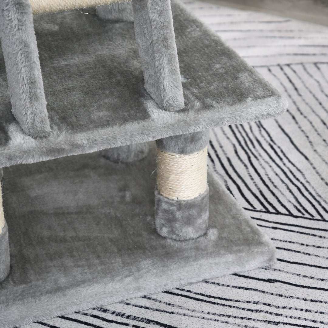 Plush Cat Tree with Sisal Scratching Post - Light Gray