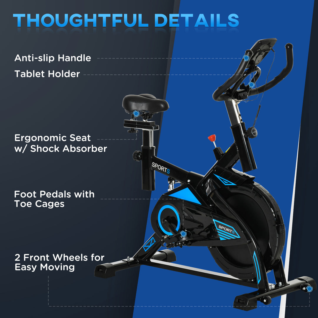HOMCOM Stationary Exercise Bike w/ iPad Holder, LCD Monitor, Comfortable Seat, Indoor Cycling Training Bike, 13KG Flywheel,  Home Office, Black